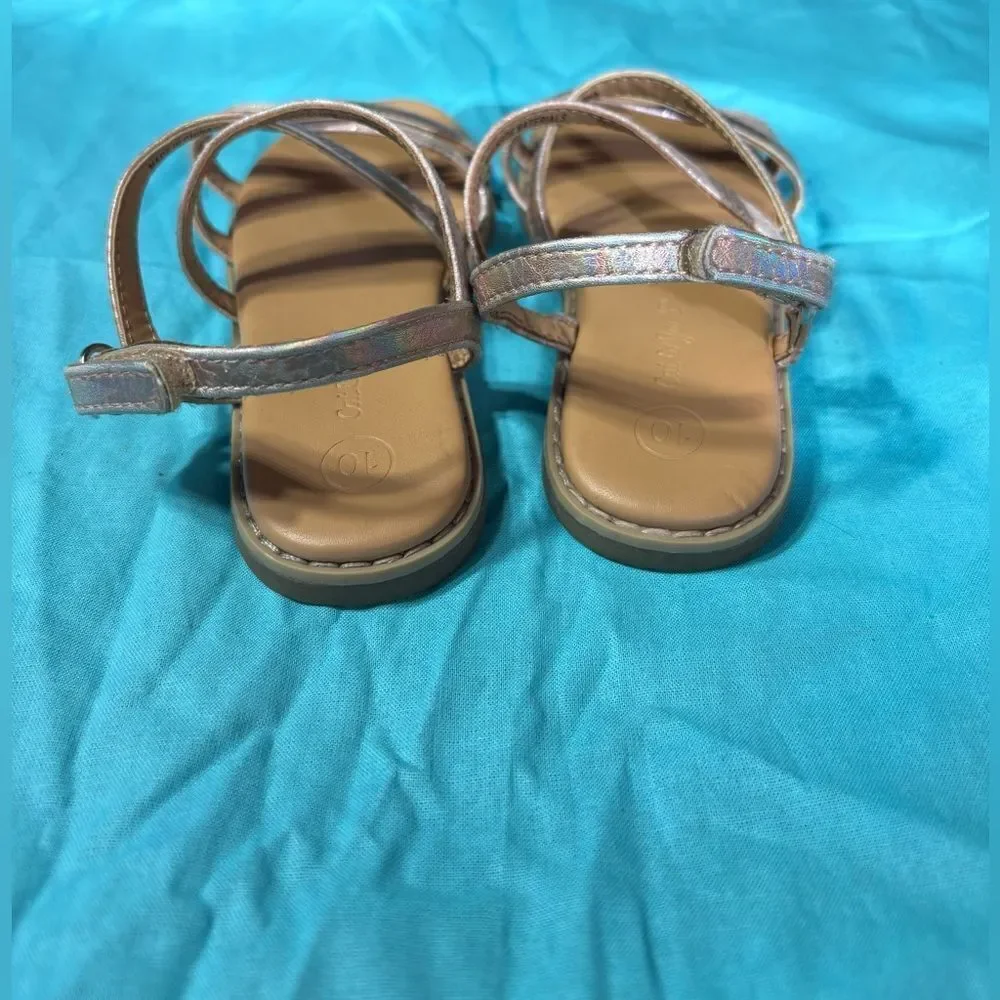 Cat & Jack Sandals Slip Ons Velcro Closure EPC Size 10 Excellent Preloved Condit